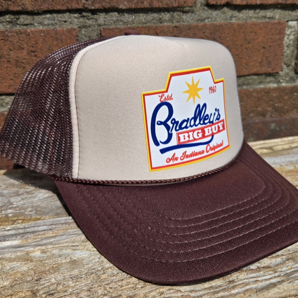 Source Unknown Brown and Beige Trucker Hat with Colorful Patch